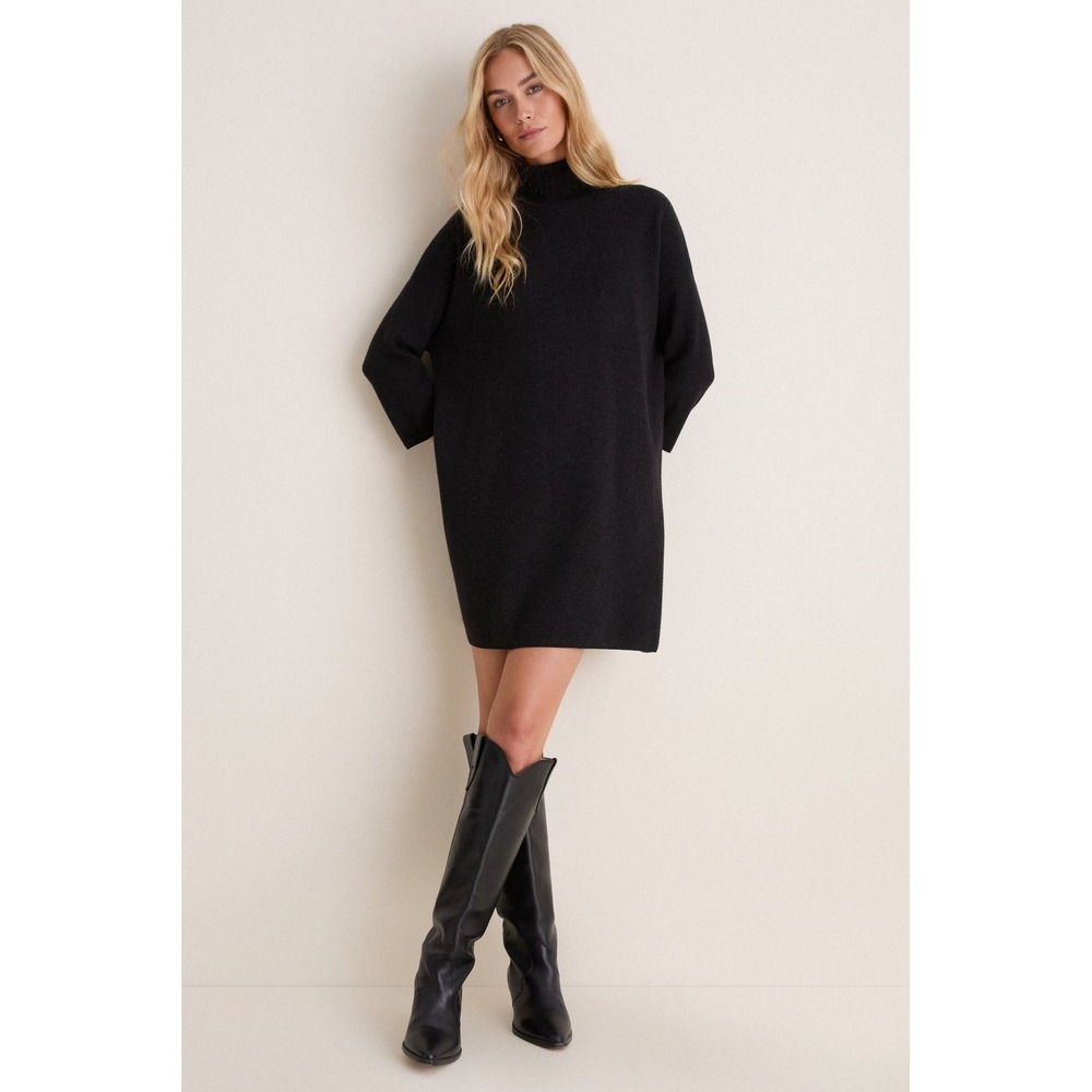 Pomander Place Black Long Sleeve Turtleneck Sweater Dress
